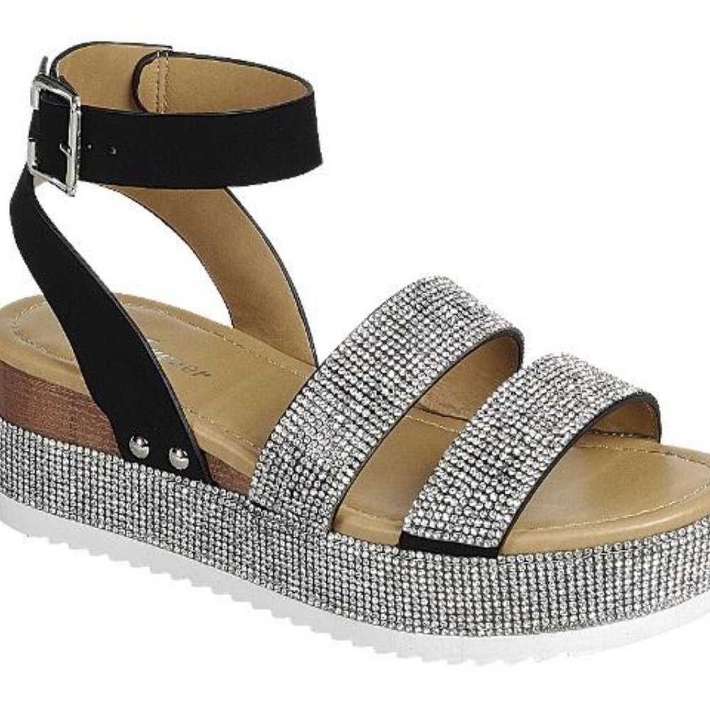 Sandals Rhinestone Ankle Strap Crystal Platform